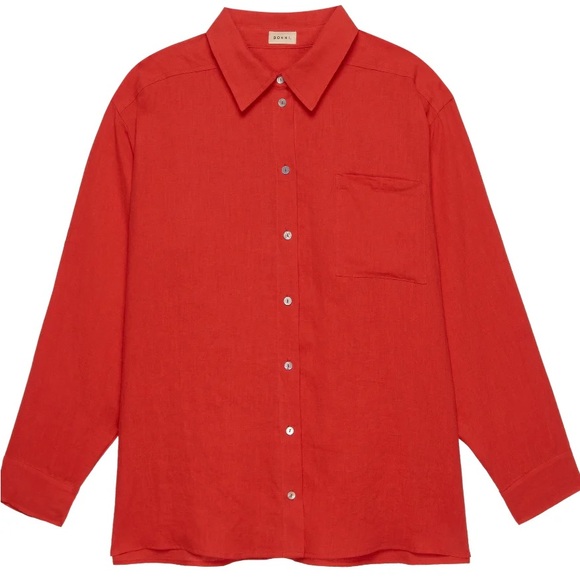 DONNI. LINEN RELAXED SHIRT TOMATO - Picture 4 of 5